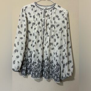 Max Studio Black/White Sheer Printed Top